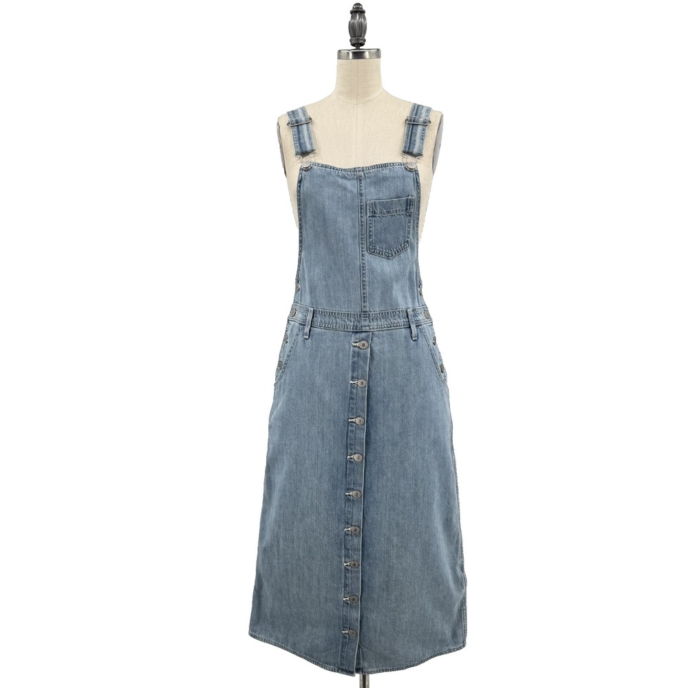 Levi's Jean Jumper Pinafore Midi Blue Denim Dress Women's Small Overalls